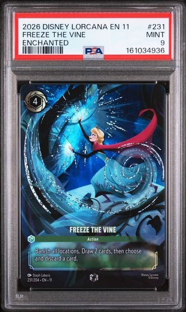 2026 Disnesy Lorcana EN 11 Winterspell Freeze the Vine Enchanted PSA 9