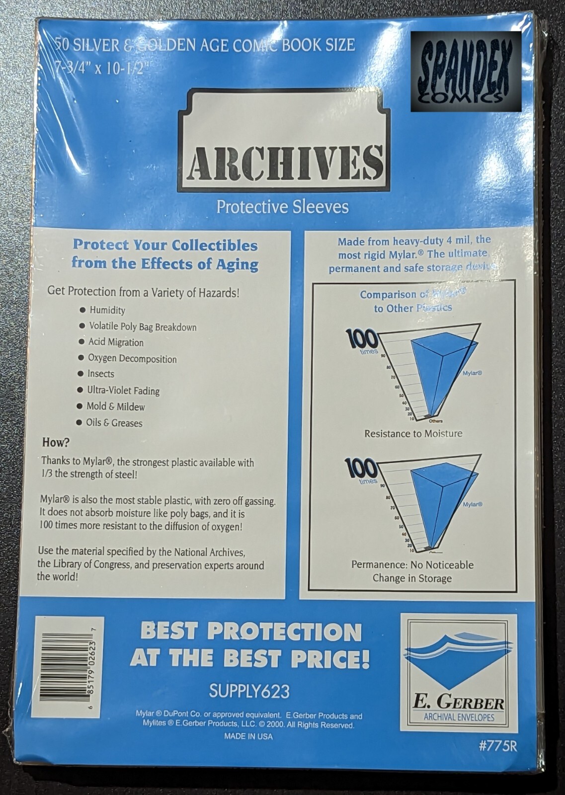 50 E. Gerber Silver & Gold Age Comic Book 7 3/4 ” x 10-1/2″ Mylar Archives 775R