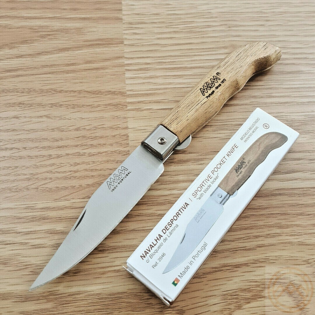 MAM Sportive Folding Knife 3.25″ Stainless Steel Blade Brown Beechwood Handle