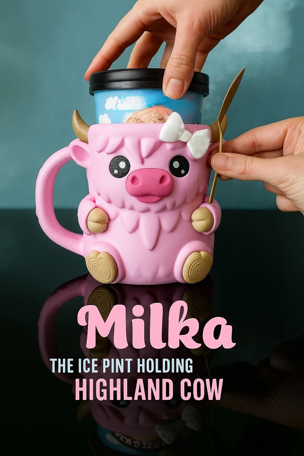 Ferdinand the Highland Cow Ice Cream Holder – Fits Pint Size – Eco-Friendly