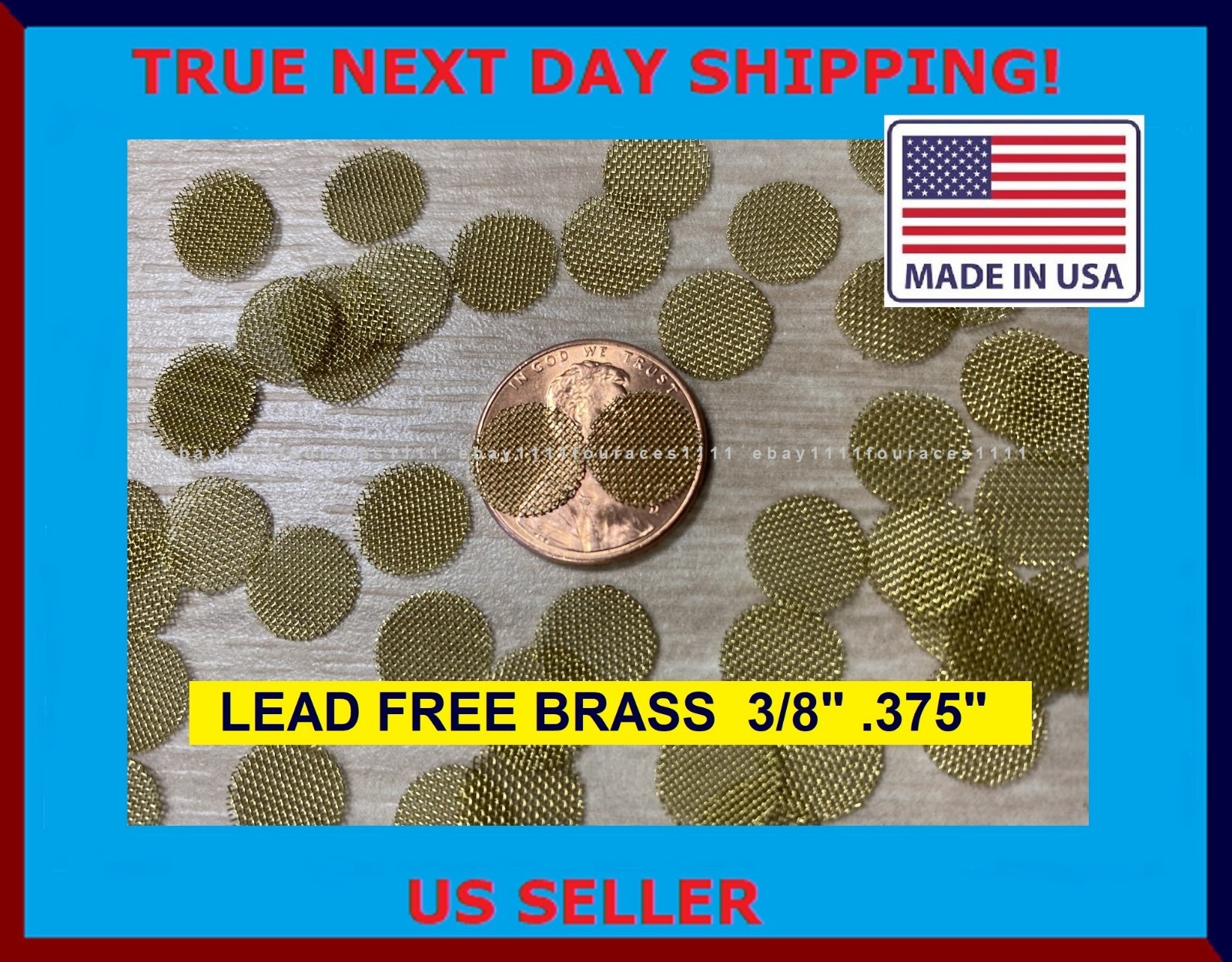 35X Premium USA Brass Metal Pipe Screens 60 Mesh 3/8″ Half a Penny Size .375″ 𝐆