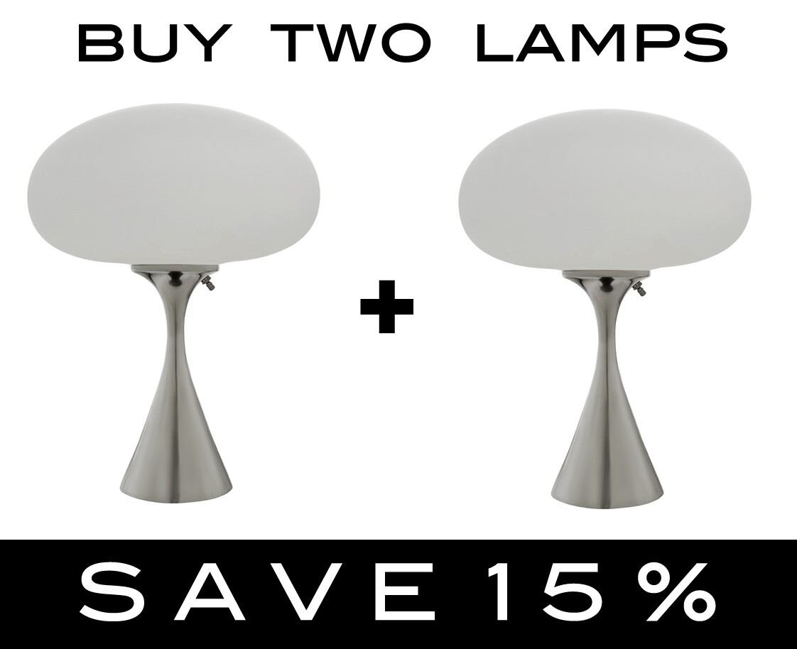 Mid Century Design Table Lamp by Designline in Chrome – Retro Mushroom Lamps