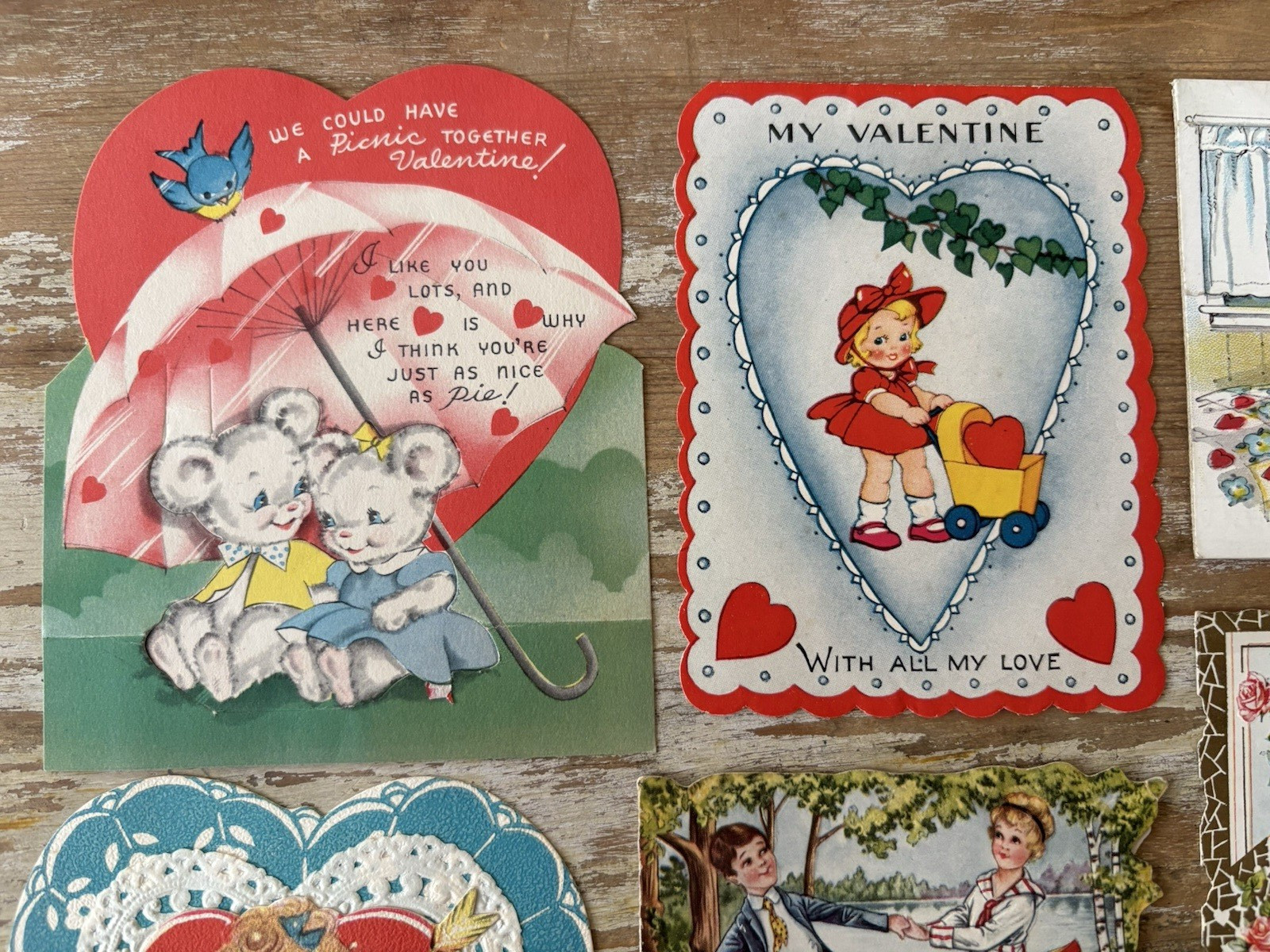 Vintage die cut paper Valentines Day cards 1930’s 1940’s A-Meri-Card Gibson