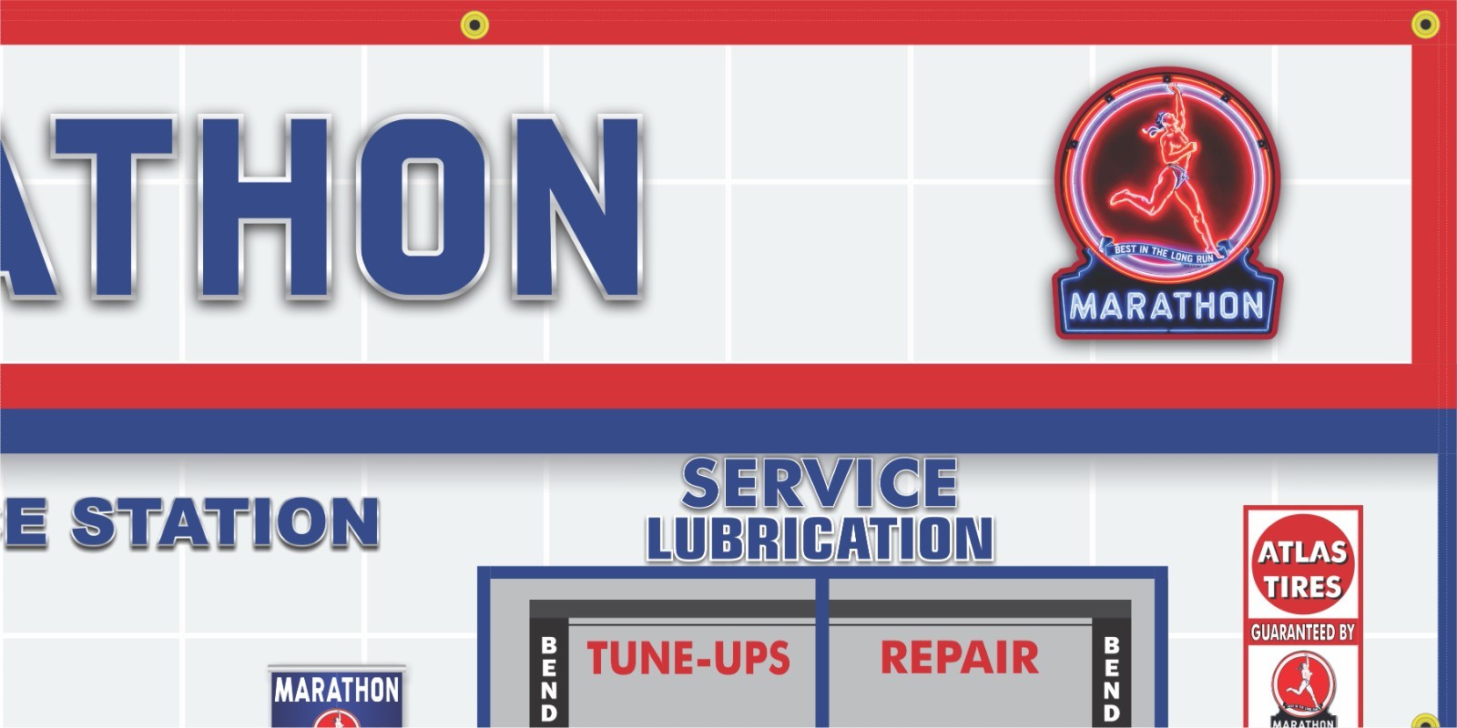 MARATHON OIL GAS SERVICE STATION SCENE GAS PUMP WALL MURAL SIGN BANNER ART SIZES