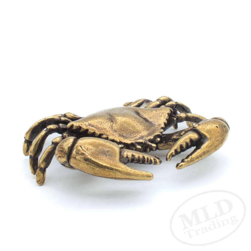 Mini Solid Brass Crab Figurine 1.85″ – Nautical Decor, Coastal Beach Accent
