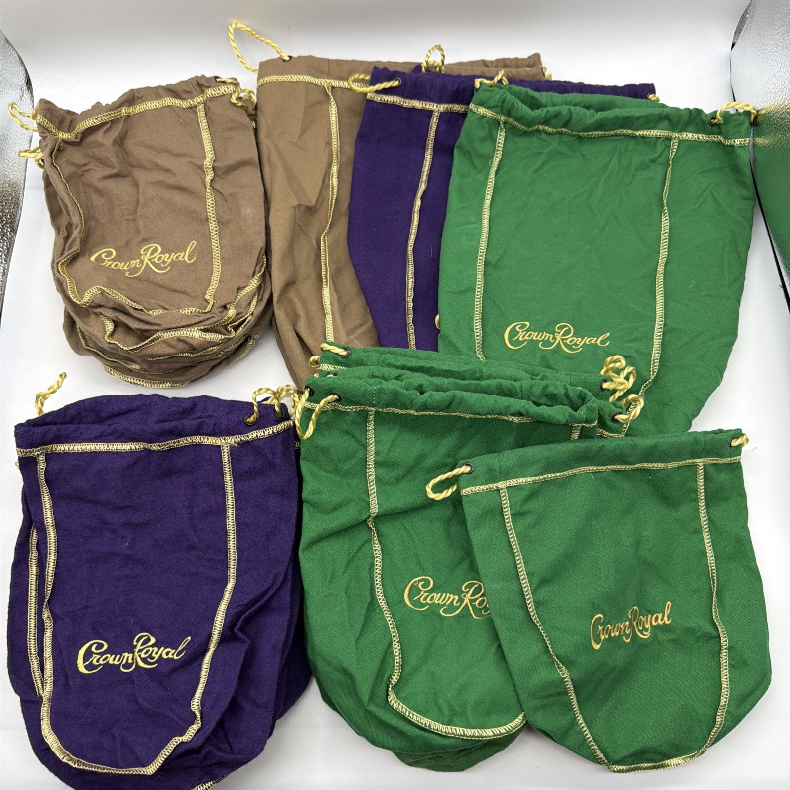 Lot of 27 Crown Royal Bags ONLY Purple Green Light Brown Apple Vanilla READ