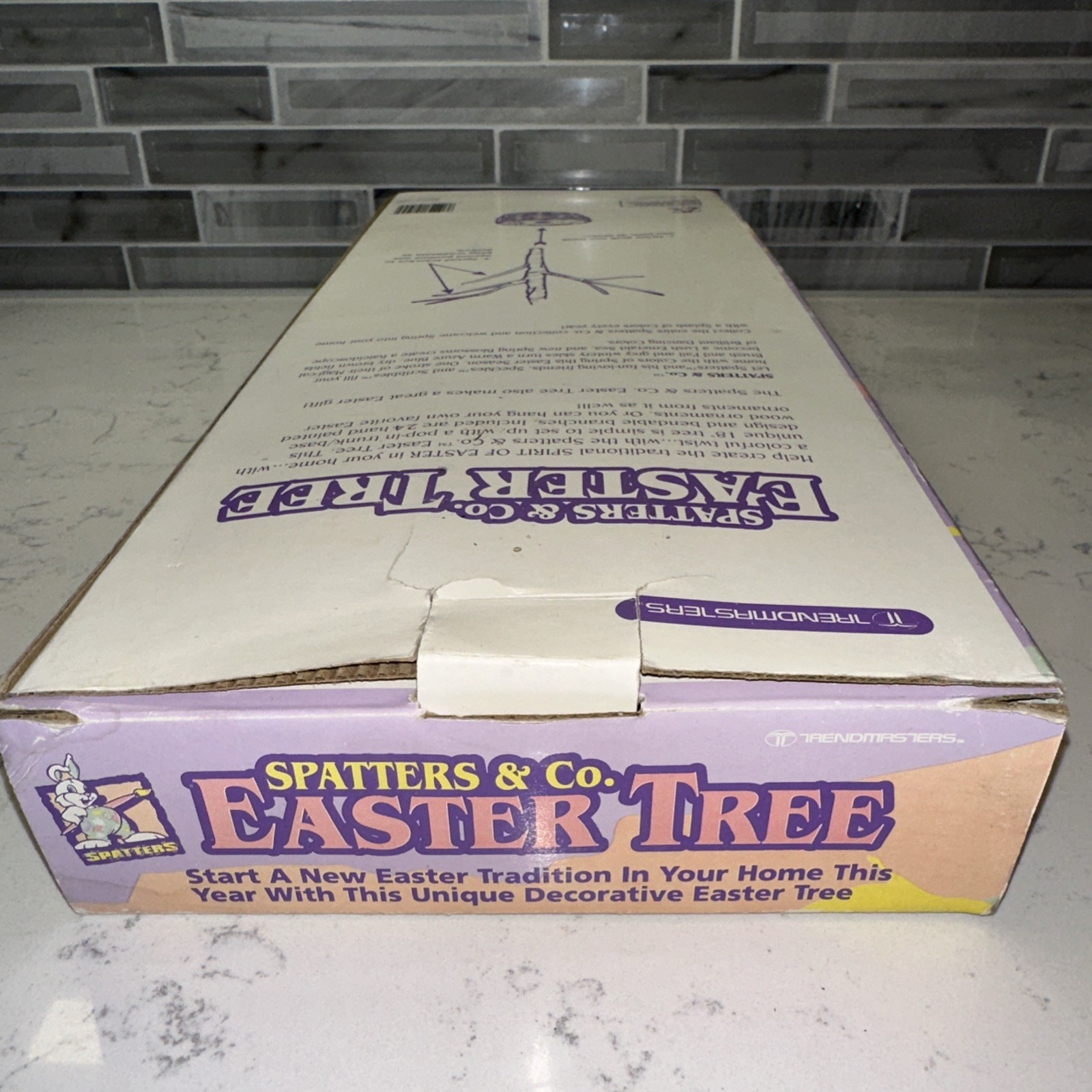 VTG~1993 Easter Tree w/24 Hand-Painted Ornaments~Spatters & Co. 18″ Tall~In Box