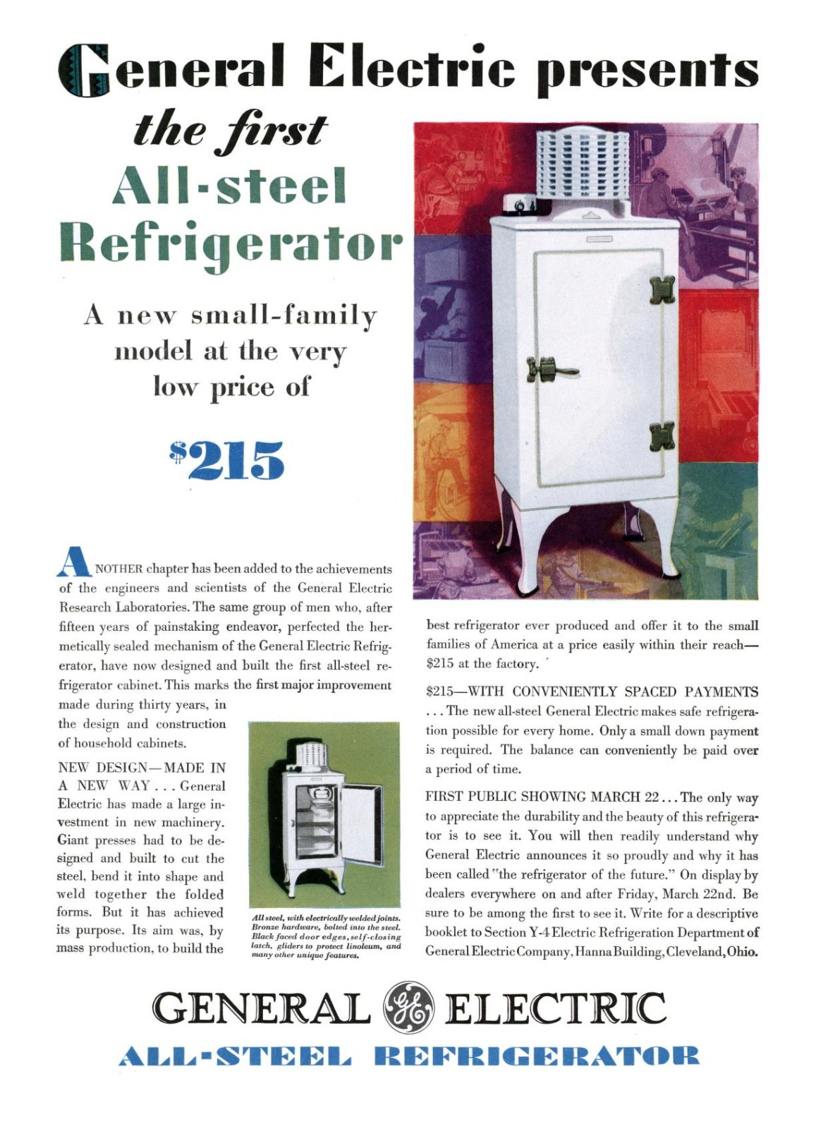 General Electric 1929 MONITOR TOP Refrigerator Ad 1920s Kitchen Appliance