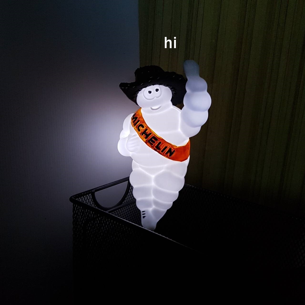 2×8″ Bibendum Michelin Man Collectible Doll +LED+Hat Ads Tire Decor Welcome “Hi”