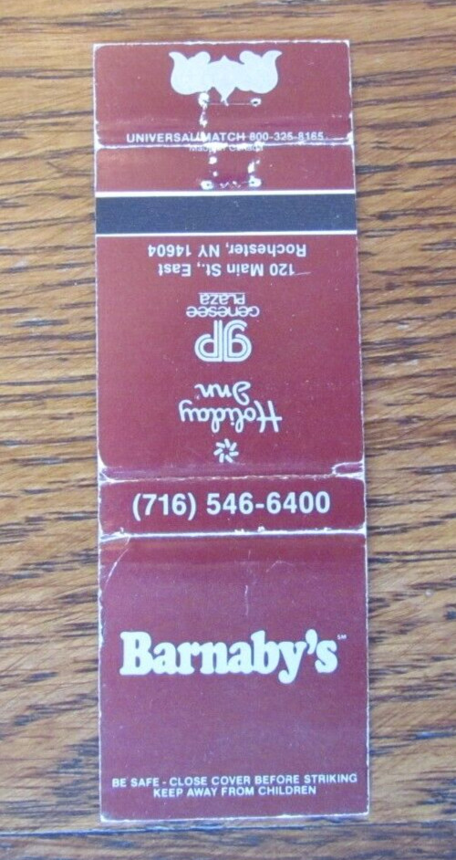 ROCHESTER, NEW YORK MATCHBOOK COVER: BARNABY’S AT HOLIDAY INN EMPTY MATCHCOVER C