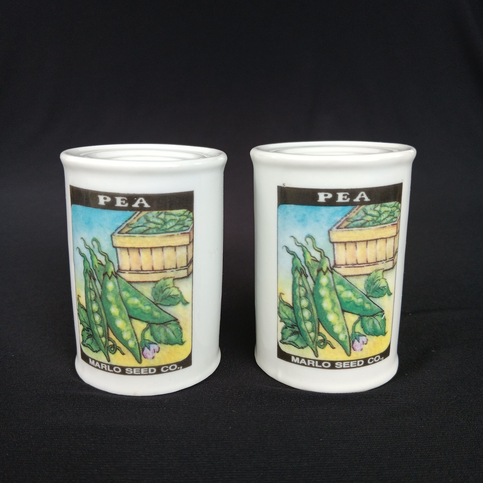 Vintage Marlo Seed Co Salt Pepper Shakers English Peas Garden Green Pea Artmark