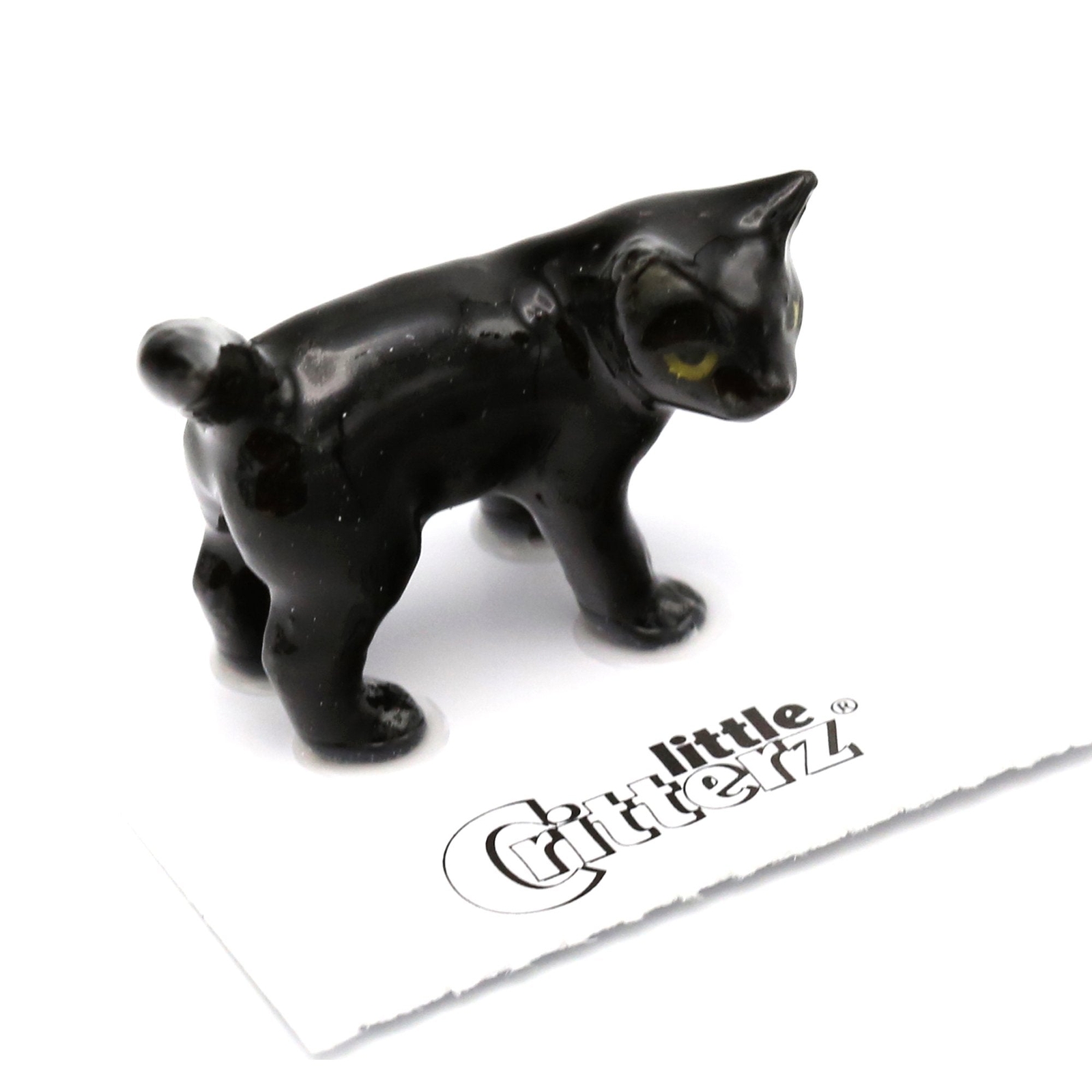 Little Critterz Cat – Black Kitten “Onyx” Animal – Miniature Porcelain Figurine