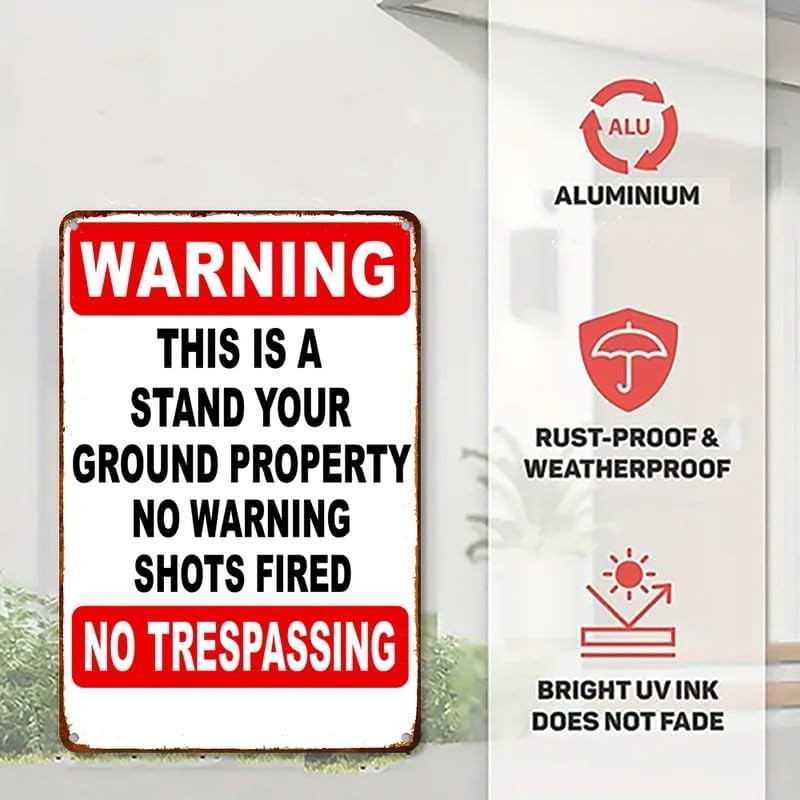 Stand Your Ground No Warning Shots Fired Tin Metal Signs Home Décor 8×12