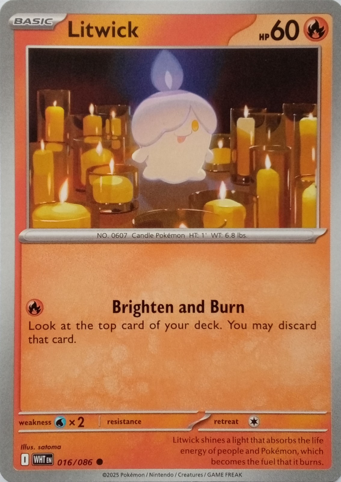 016/086 LITWICK COMMON WHITE FLARE POKEMON CARD