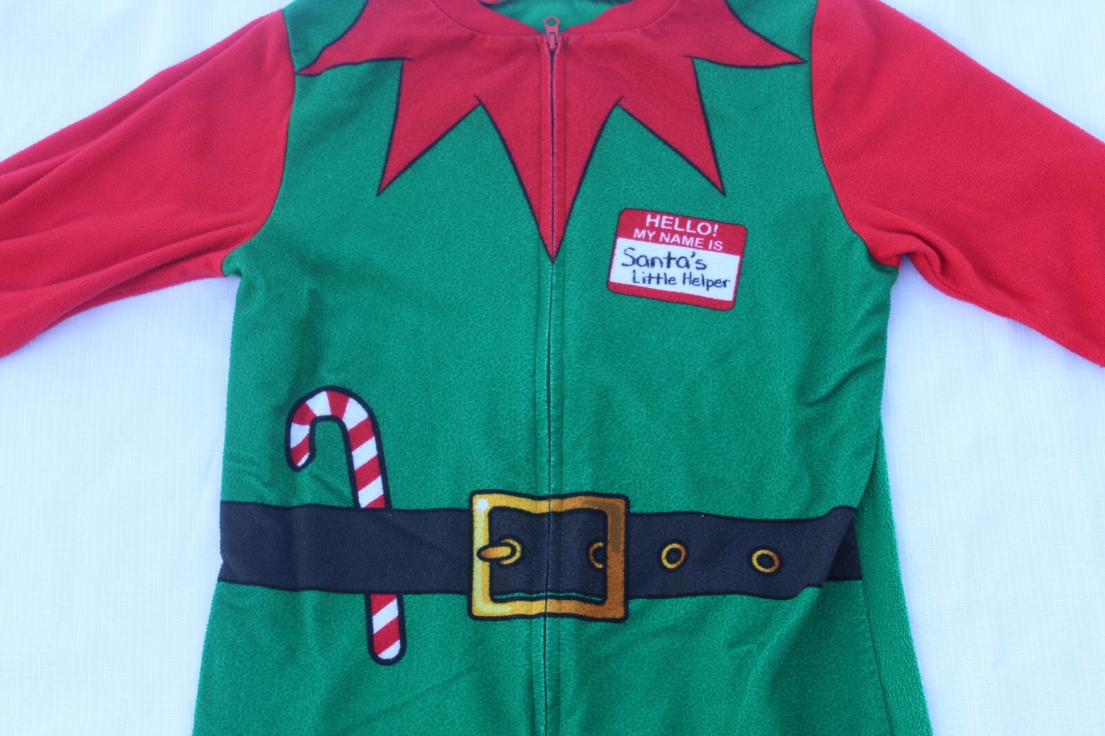North Pole Trading Co Elf Pajama One Piece Santa’s Helper Unisex Kids M (10/12)