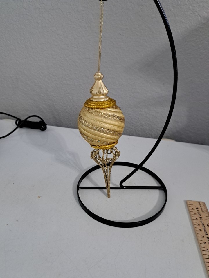 victorian Christmas Hard plastic and metal glittered Ornament