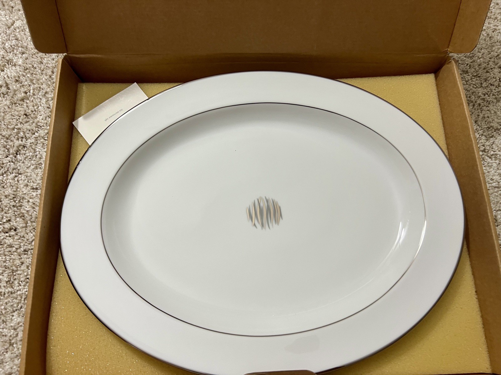 RARE Christofle (France) Wakame Platinum Trim 15.5”x12” Oval Platter New in Box