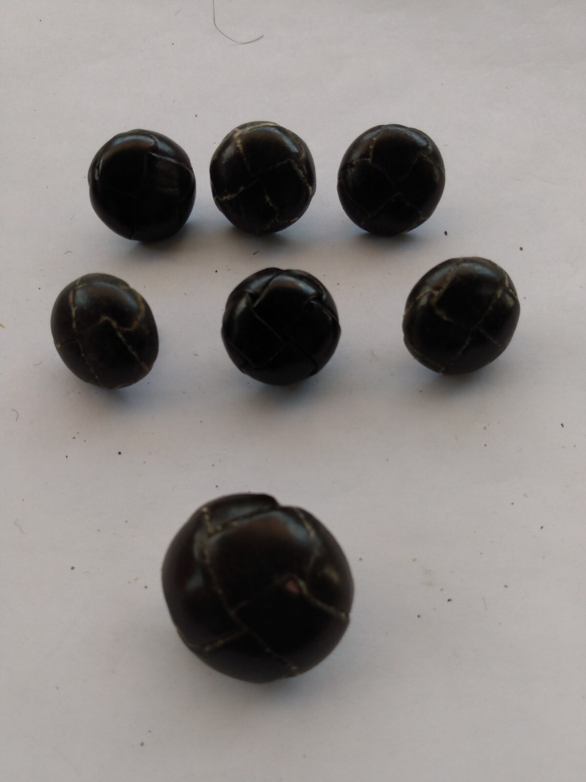 6 VINTAGE LEATHER SHANK BUTTONS 5/8 in BLACK CLASSSIC BL36 + 1 PC 7/8in