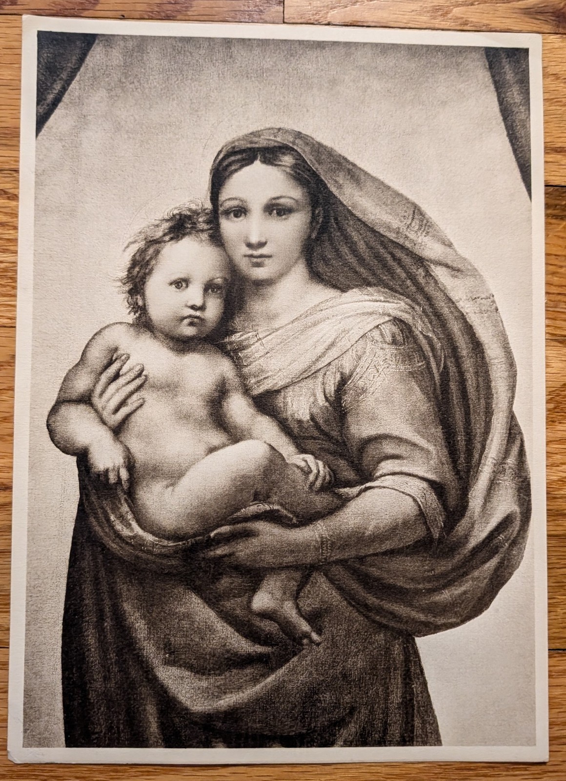 Sistine Madonna 7.5×10.5 Print Raphael Circa 1940s