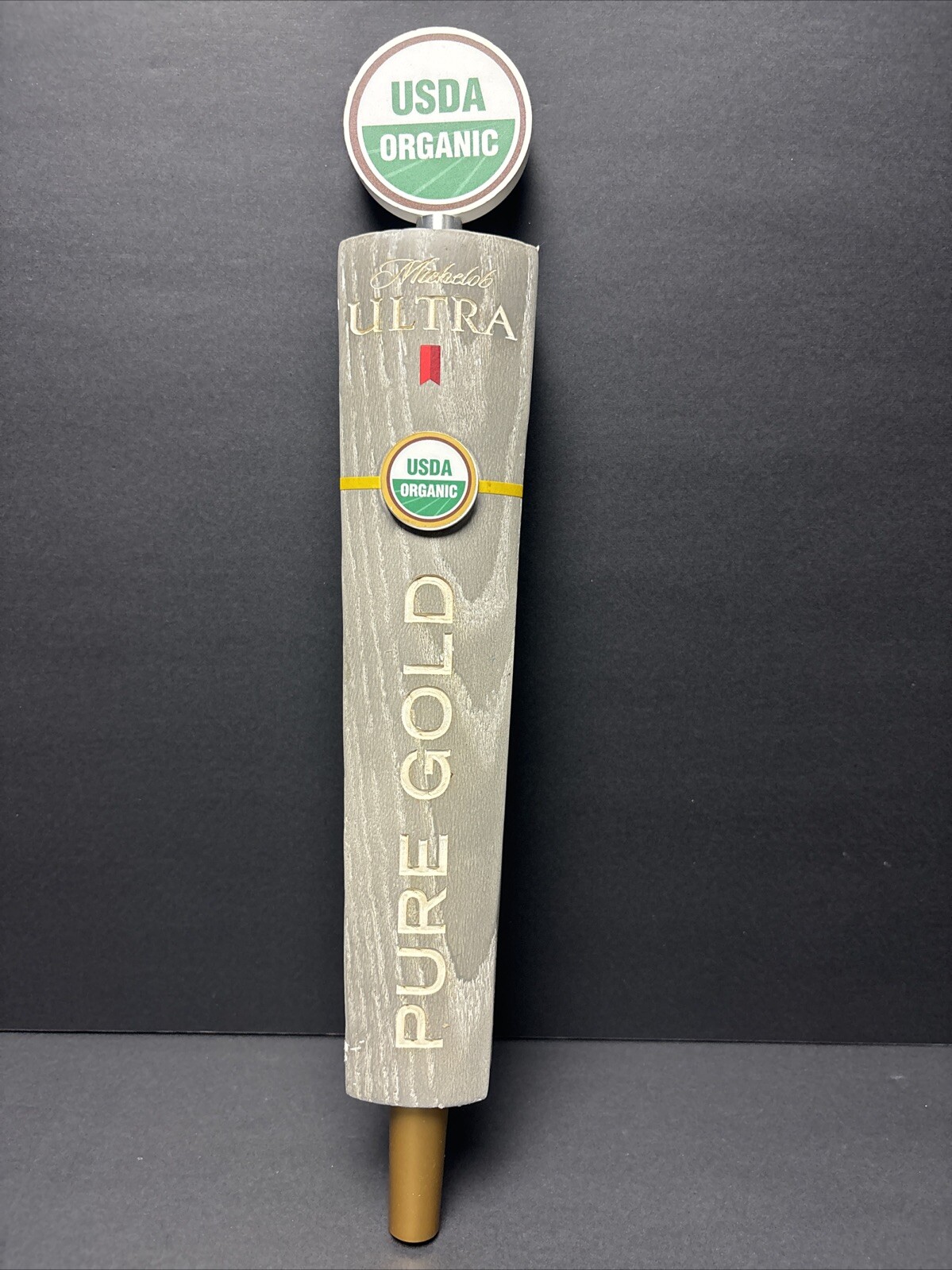 Used Michelob Ultra Pure Gold USDA Organic Beer Tap Handle 15″ Man Cave Garage