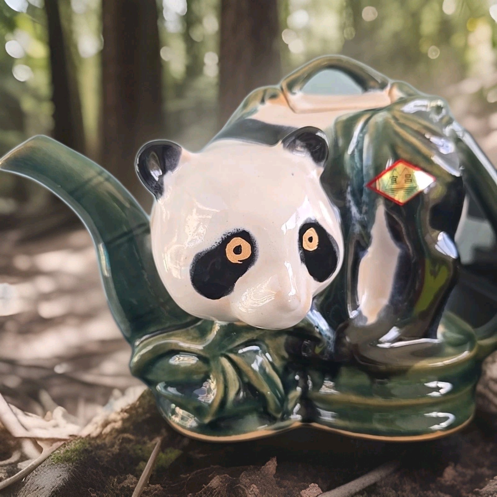Teapot Ceramic Panda 5.5″×9″ Japanese Style Panda In Bamboo Tree