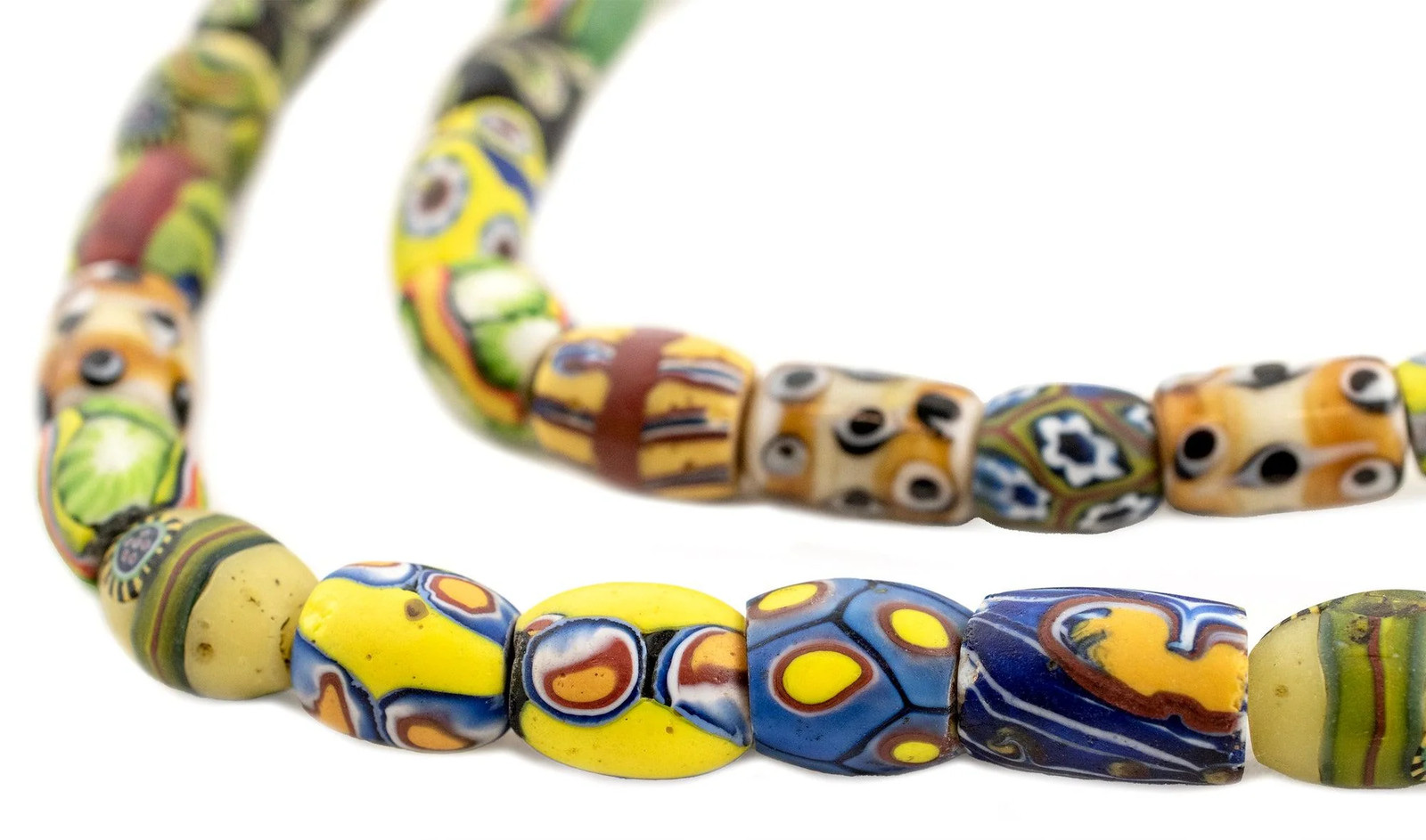 Oval Antique Venetian African Millefiori Trade Beads #15874 10mm Ivory Coast