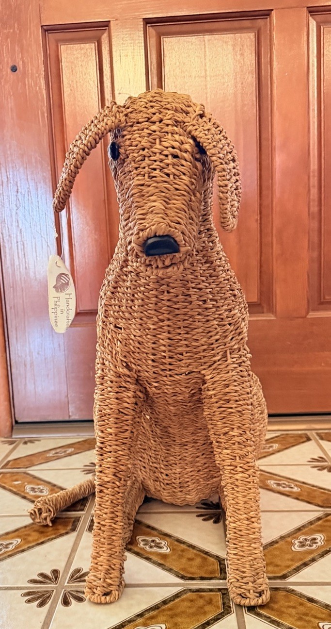 Vintage Wicker Rattan Dog Sculpture Labrador Decor