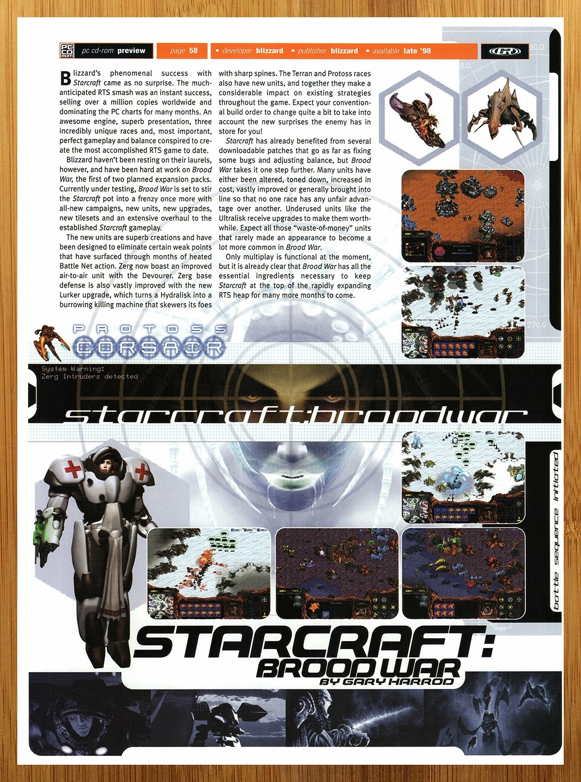 1998 Starcraft Broadwar PC PREVIEW Print Ad/Poster Authentic Computer Game Art