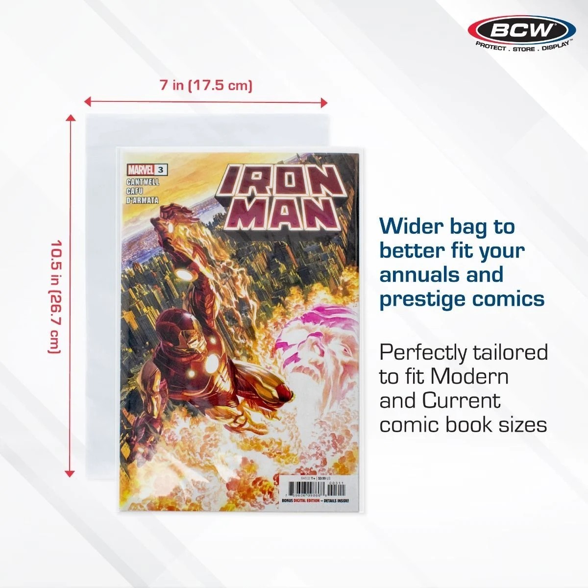 NEW (50 CT) BCW Current / Modern Comic Bag- Resealable Thick