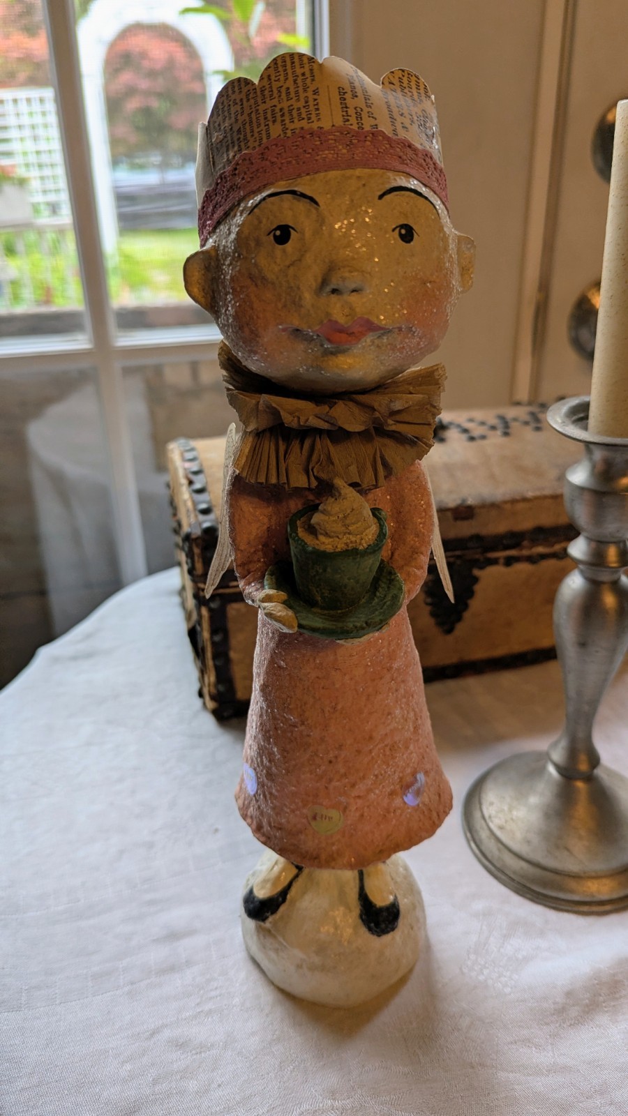 Retired Bethany lowe Latte Lucy Angel, Fixed Bottom W/Added Embellishments.