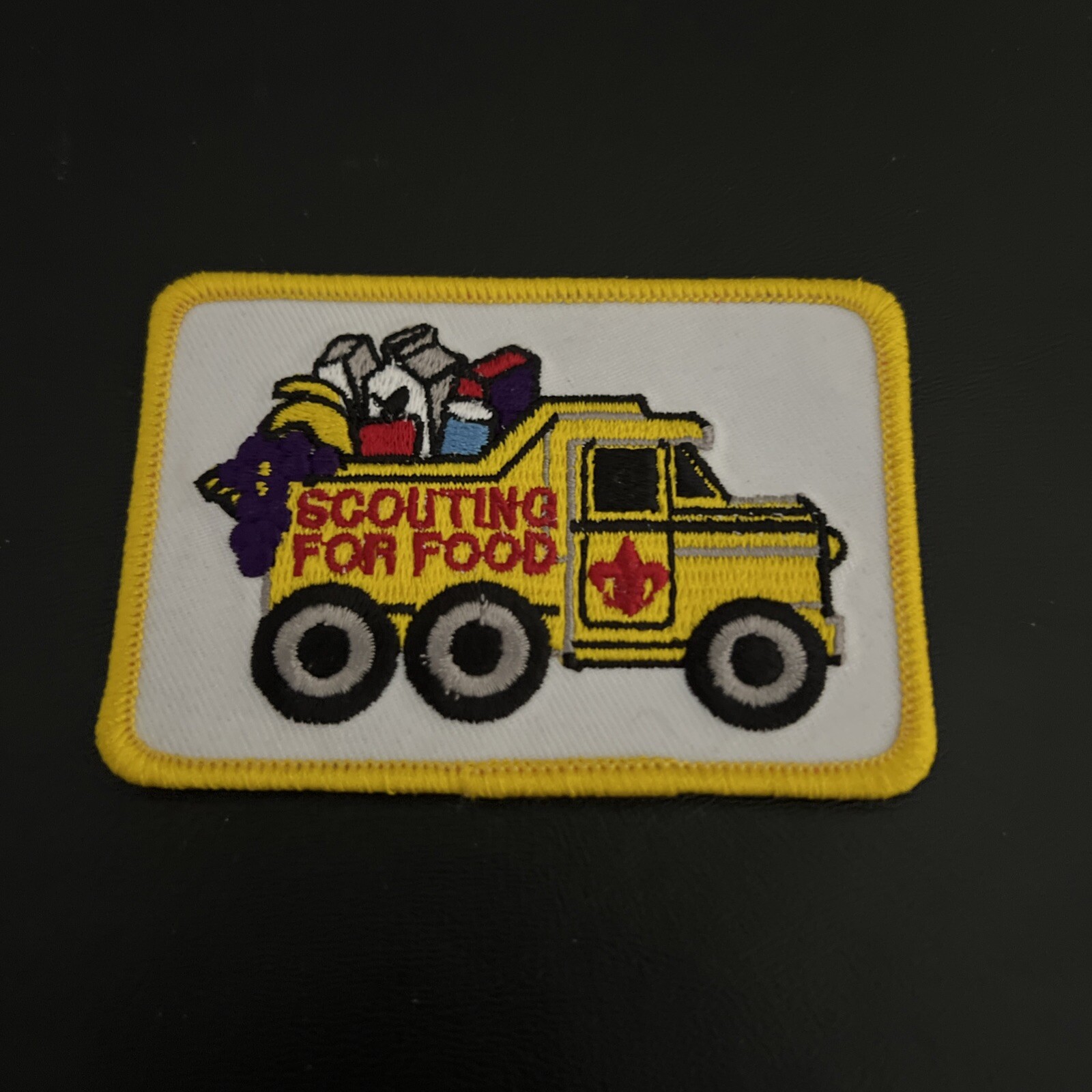 Scouting For Food Patch Yellow Dump Truck Boy Scouts BSA. New