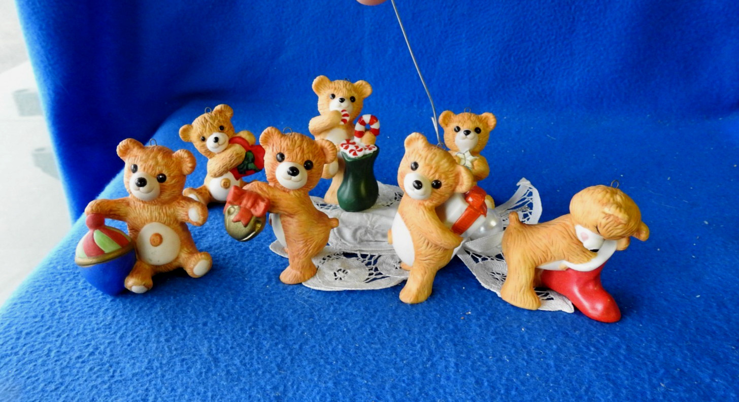 Hallmark Ornament (7) Cinnamon Bear Porcelain Bears 1 2 4 5 6 7 8 in Series