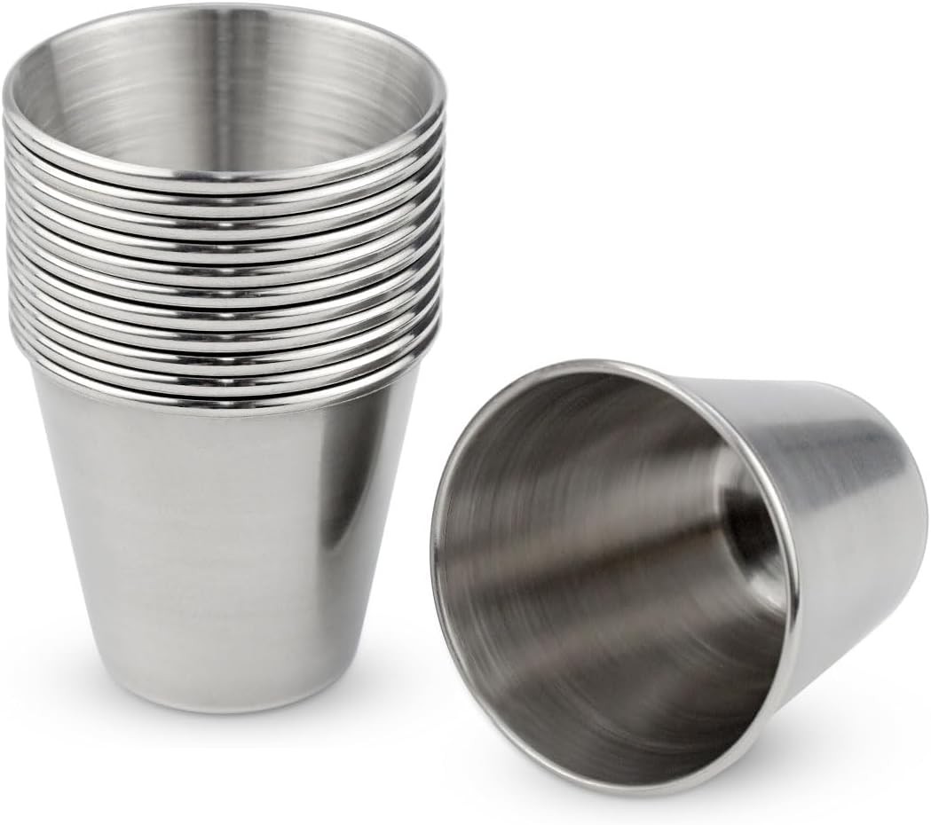 12 Pack Stainless Steel Shot Drinking Cups 1 Ounce Metal Shot Glasses