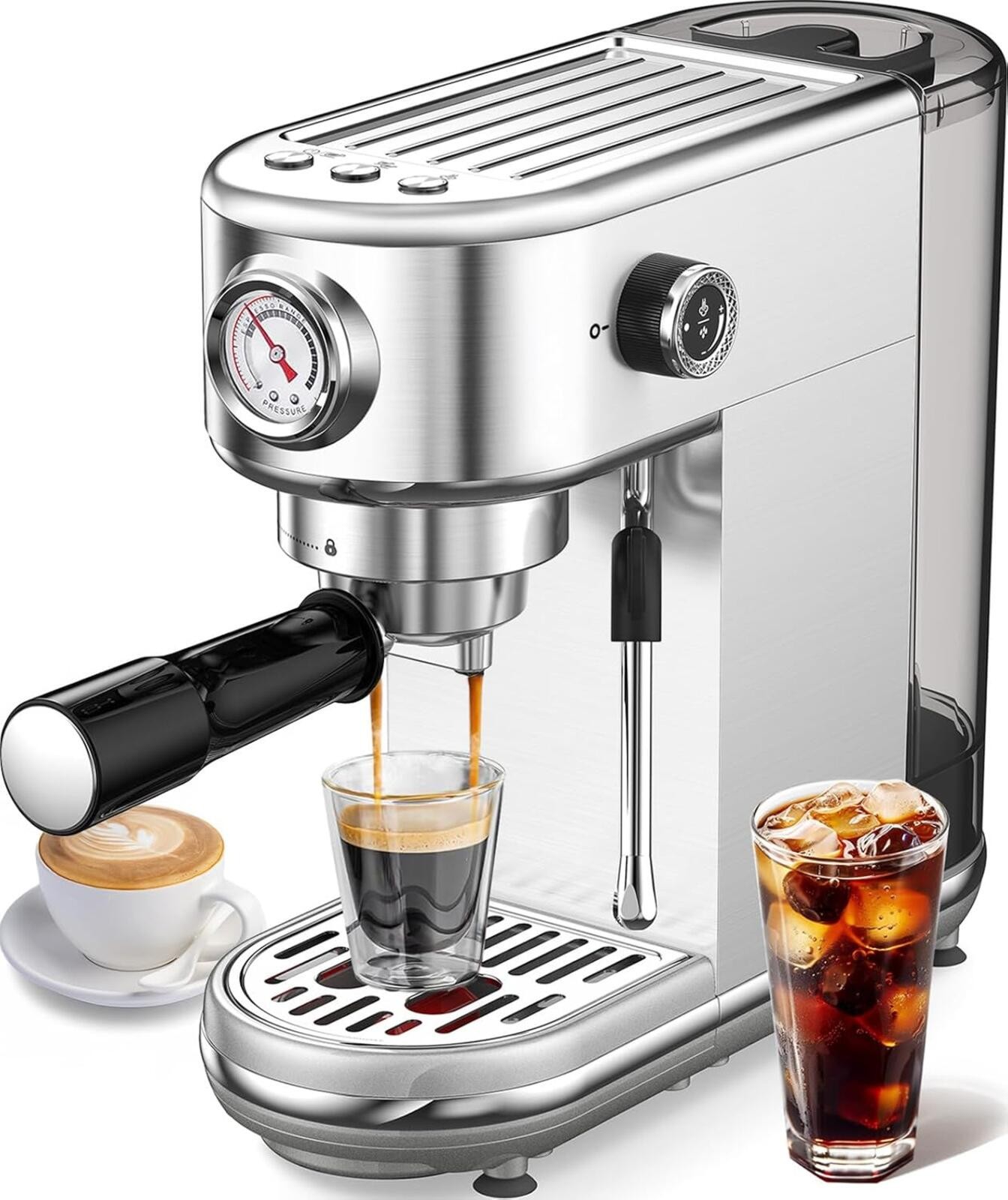 ATATIX EM3111 Espresso Machine, Silver, MSRP $179