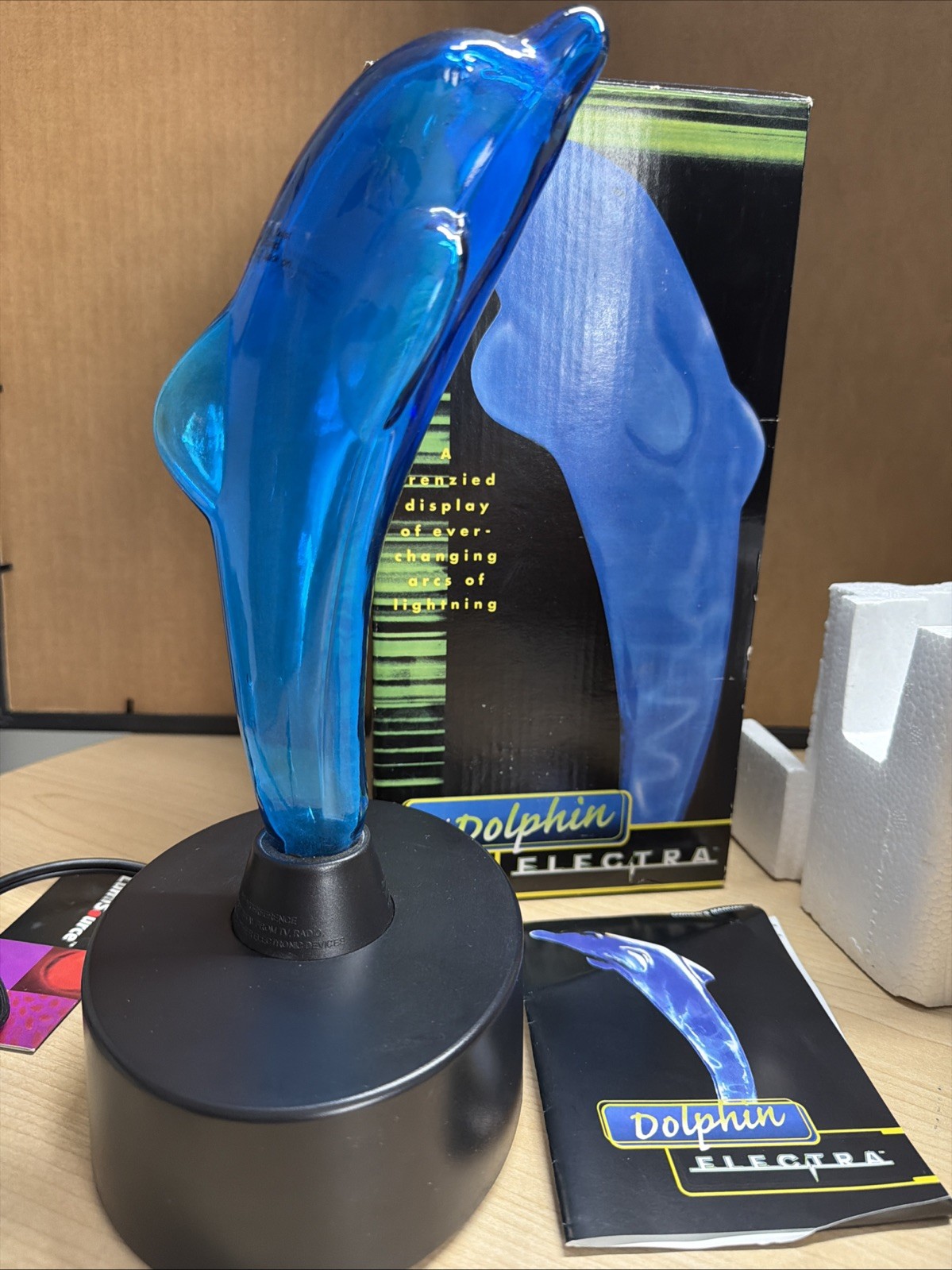 Lumisource Dolphin Mini-Electra Plasma Lightning Light Art Lamp Blue 12” UNUSED?