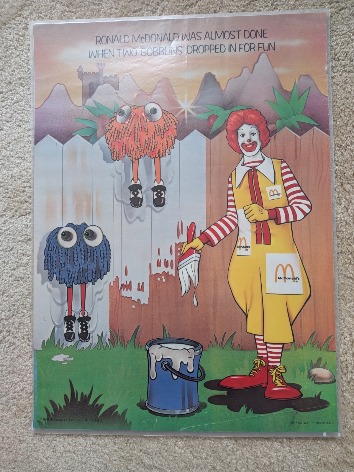 Vintage McDonalds 1976 Poster Ronald McDonald Was Almost Done When Two Goblins