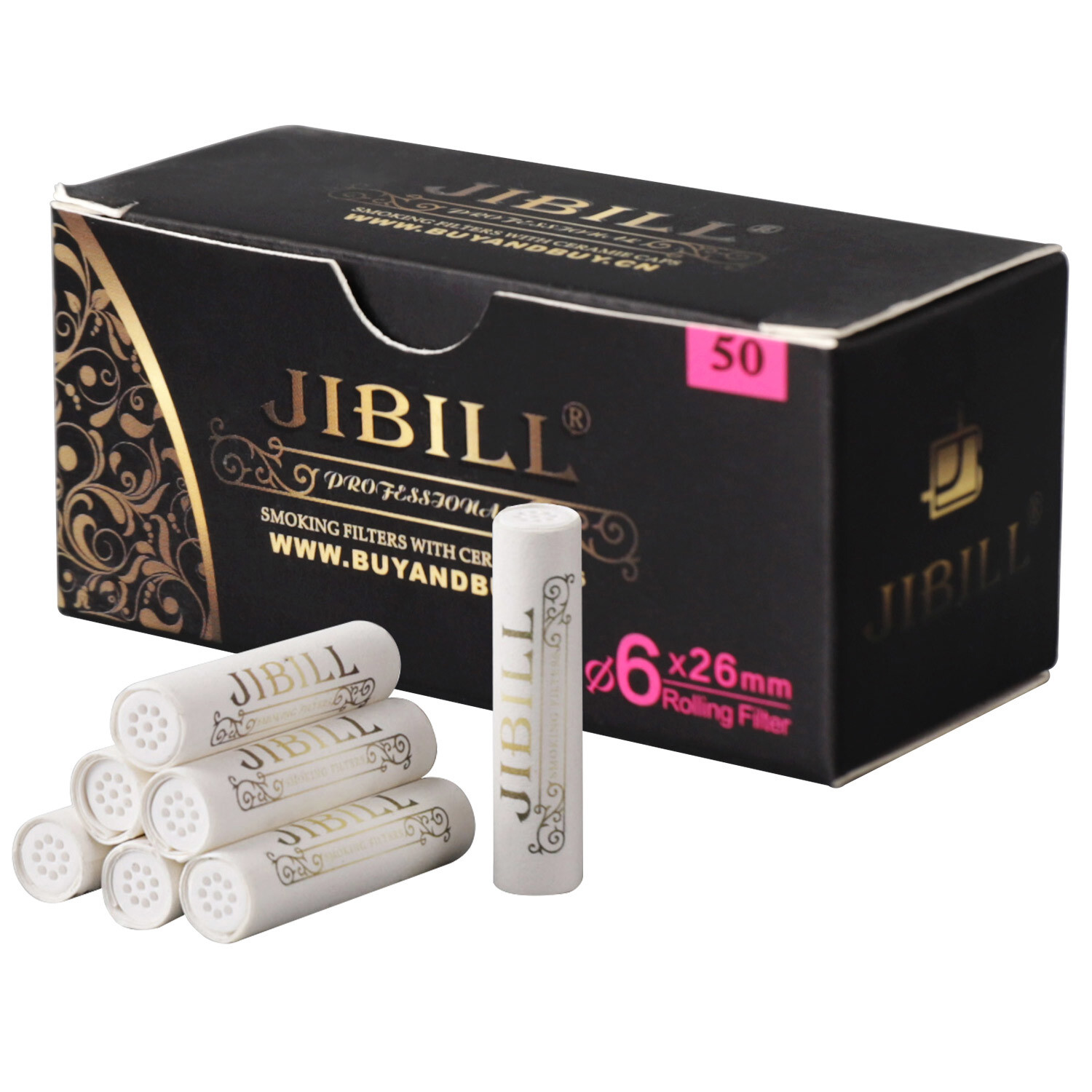 JIBILL 50pcs 6mm Activated Carbon Filters for Tobacco Smoking Pipe Ceramic Caps