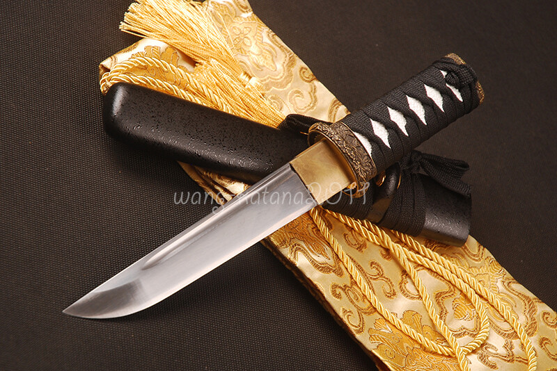 16” Handmade Sharp Short Knife Black Japanese Samurai Tanto Sword Self-defense