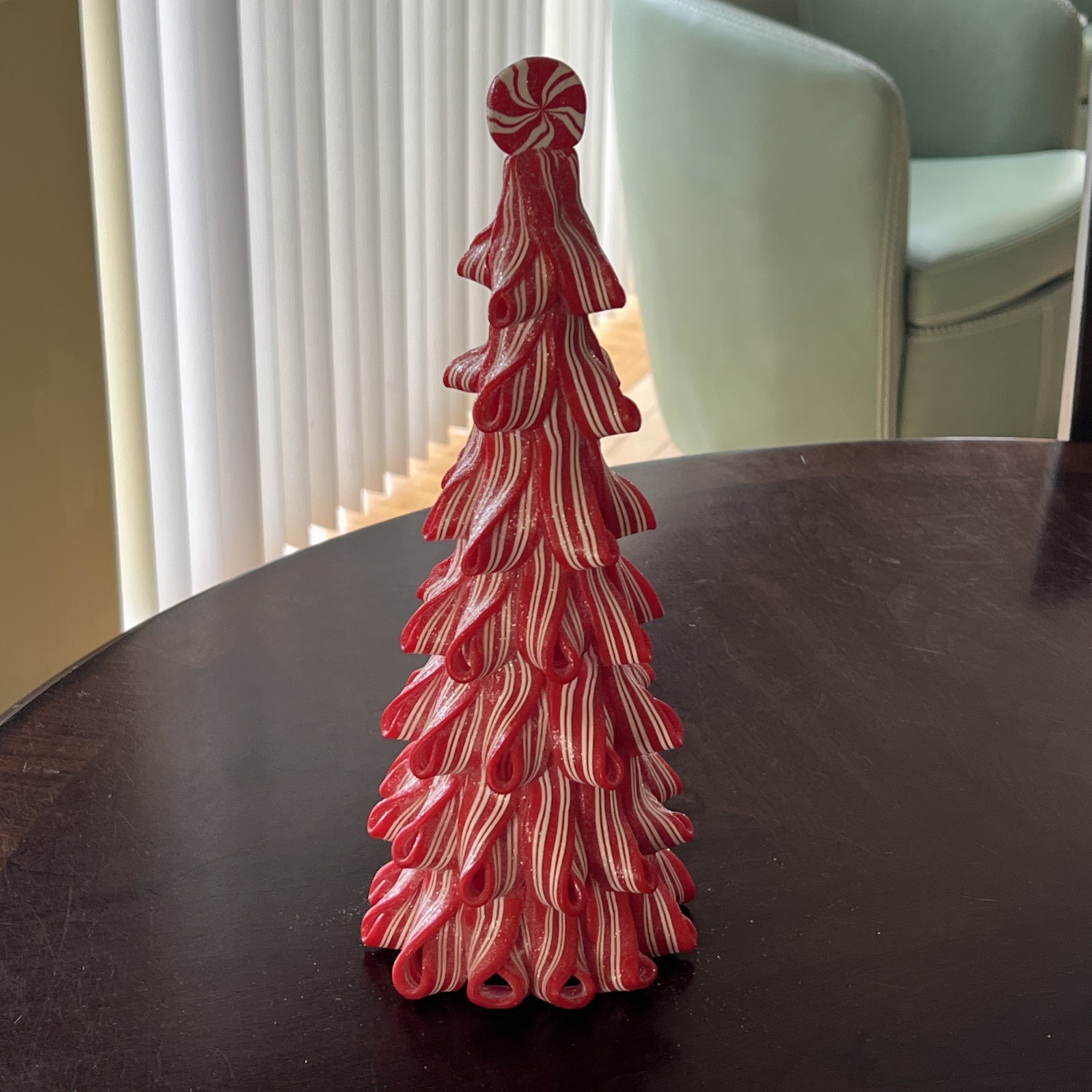 Red And White Peppermint Candy Christmas Tree Table Decor – 12”