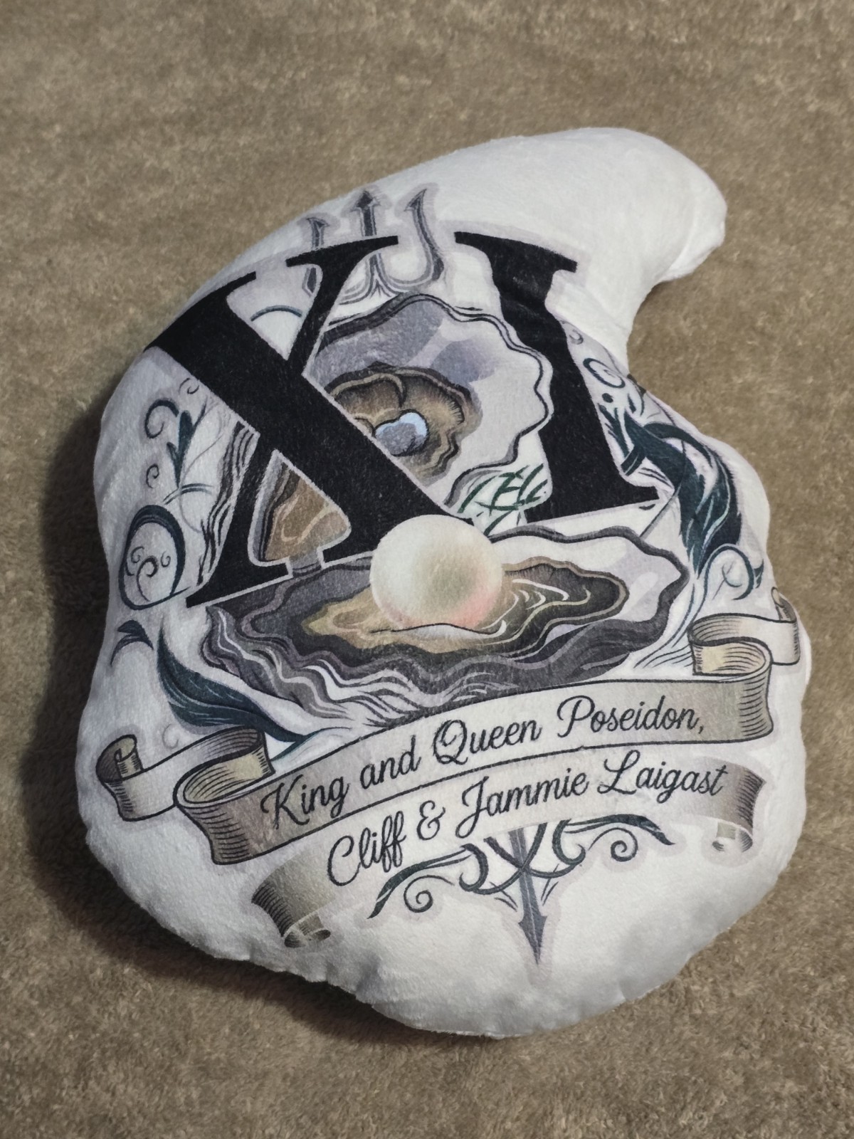 2026 Mardi Gras Krewe Of Poseidon “Slidell” 8in Plush King / Queen Oyster Pillow