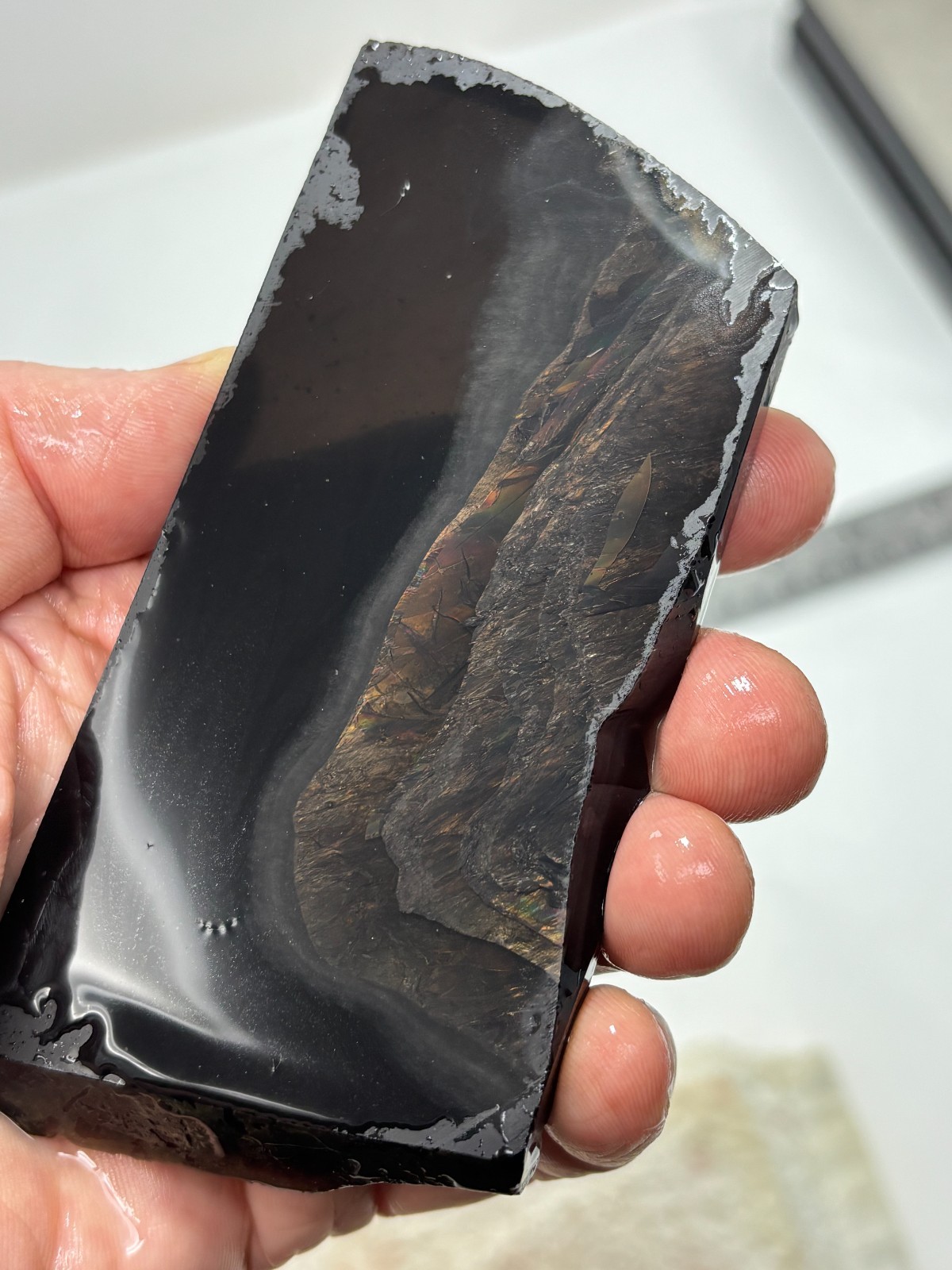 Fire Obsidian Slab Lapidary Cabbing Knapping Combo ship avail