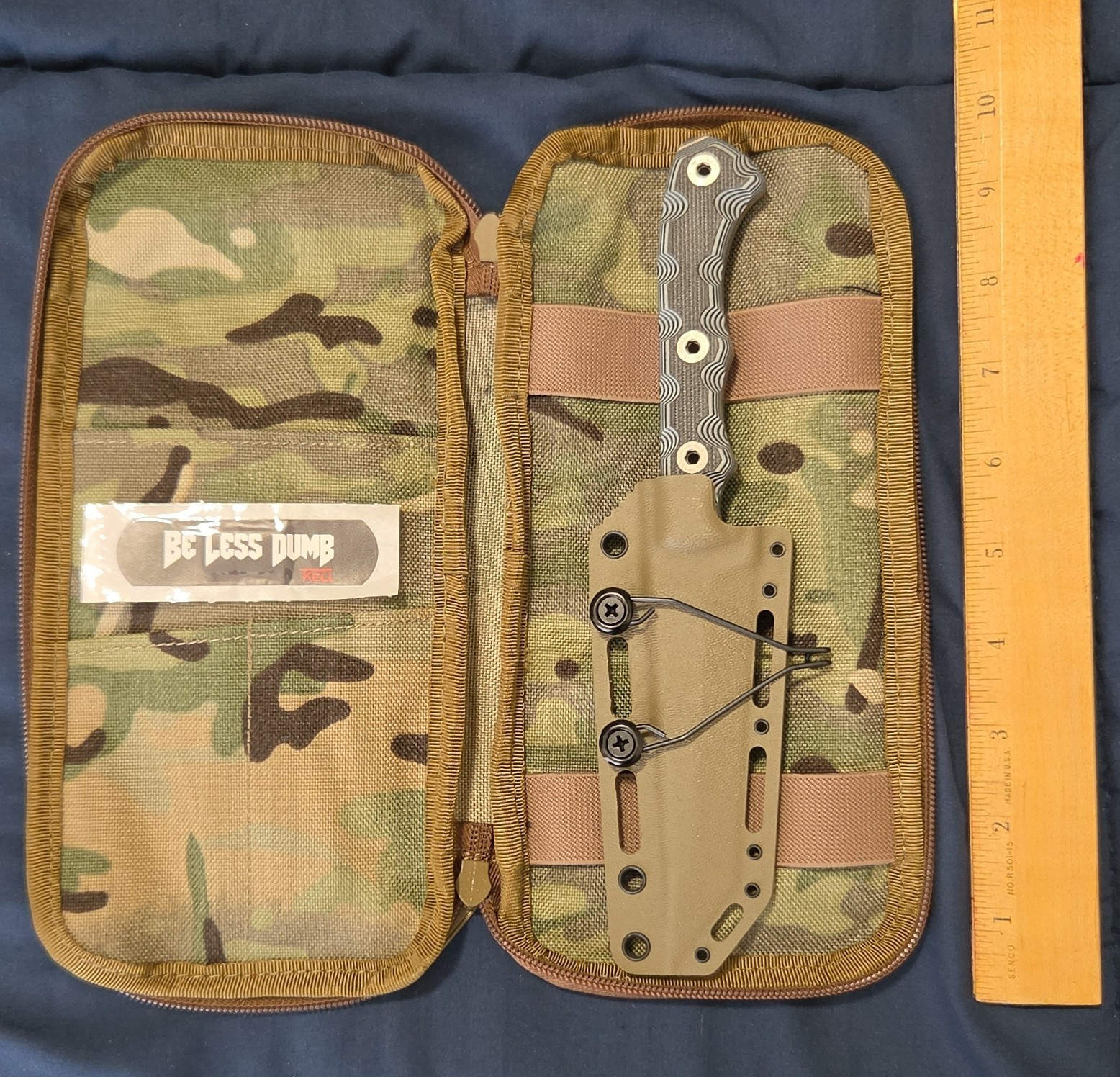TKell Knives OPS-HAWK Knife, AEB-L Gray Tanto, Kydex Sheath & Molle Tac-Bag