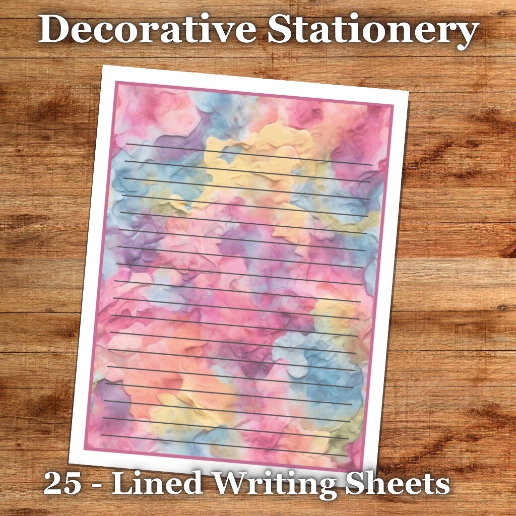 25 Sheets Letter Writing Paper Tie Dyed Color Stationery – Nostalgia #034