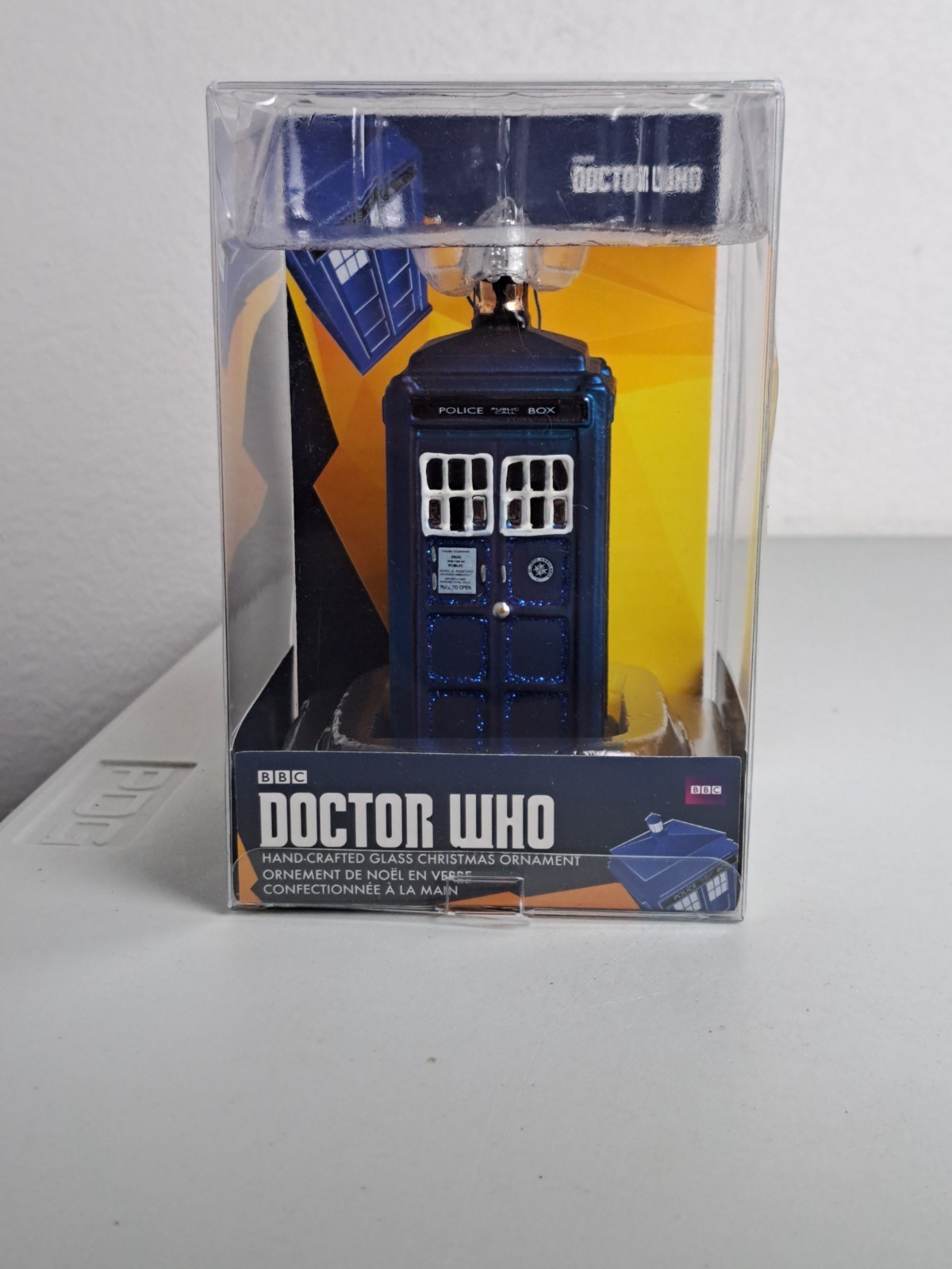 Kurt S. Adler BBC DOCTOR WHO TARDIS POLICE BOX Glass Ornament w/ Box