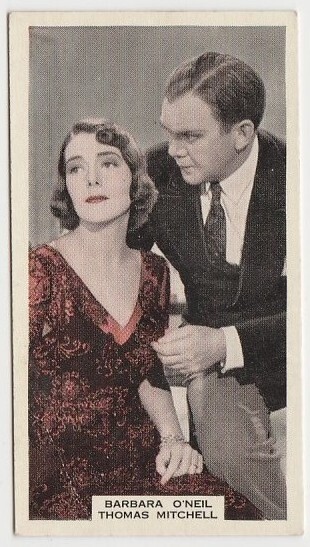 Thomas Mitchell + Barbara O’Neil 1939 A & M Wix Film Favourites Tobacco Card #18