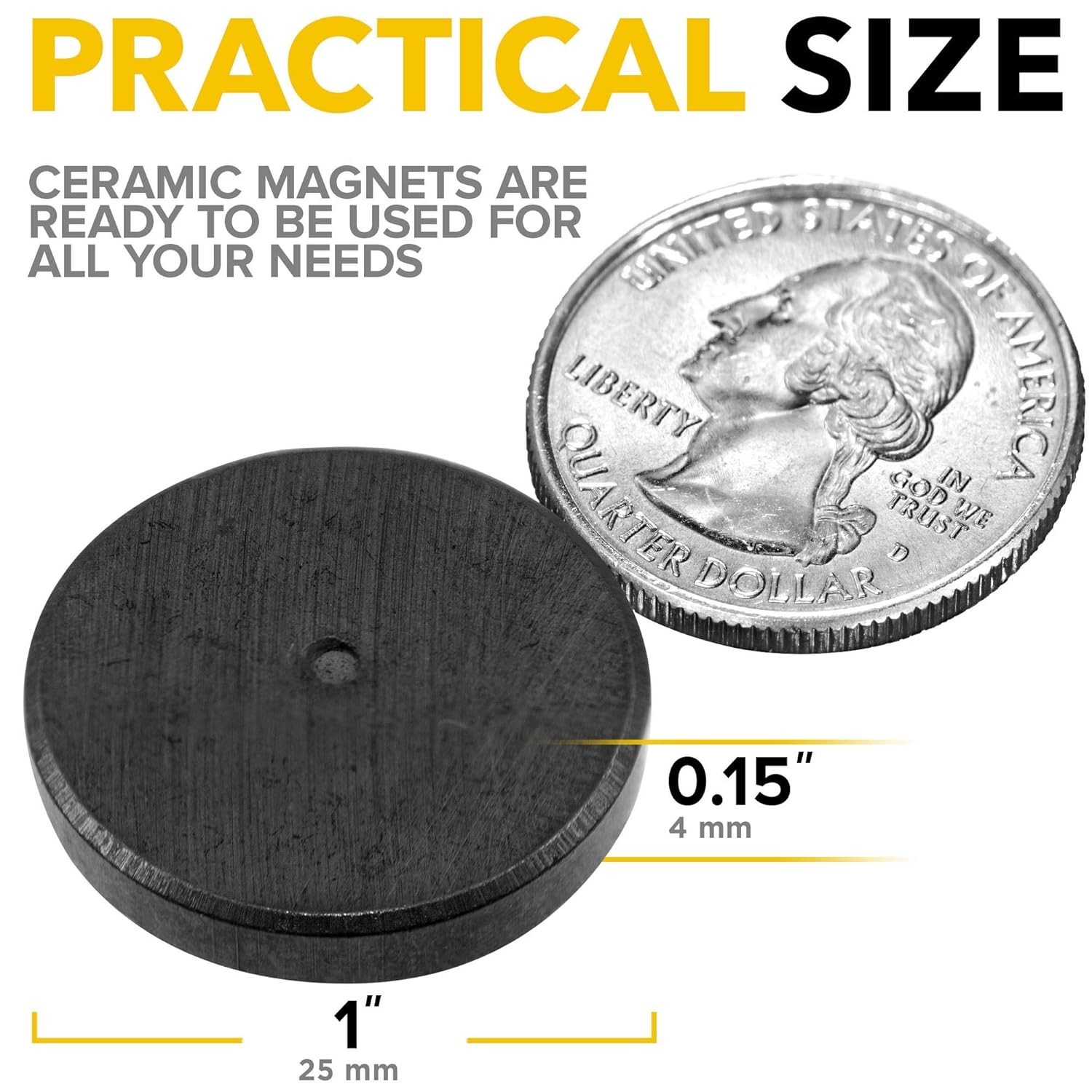 50-Pack of Ultra-Strong Round Magnets 1″ x 0.15″ – Ideal for Home and Workshop