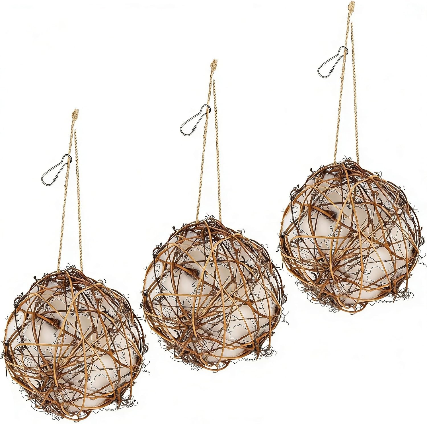 Winemana Set of 3 Globe Hummingbird Nesters, Full of Bird Nesting Materials