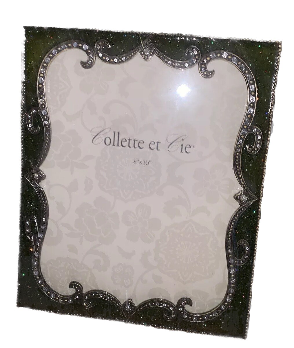 VTG Collette Et Vie Rhinestone Enamel 8×10 Photo Picture Frame 9 1/8”W 11 1/8”T