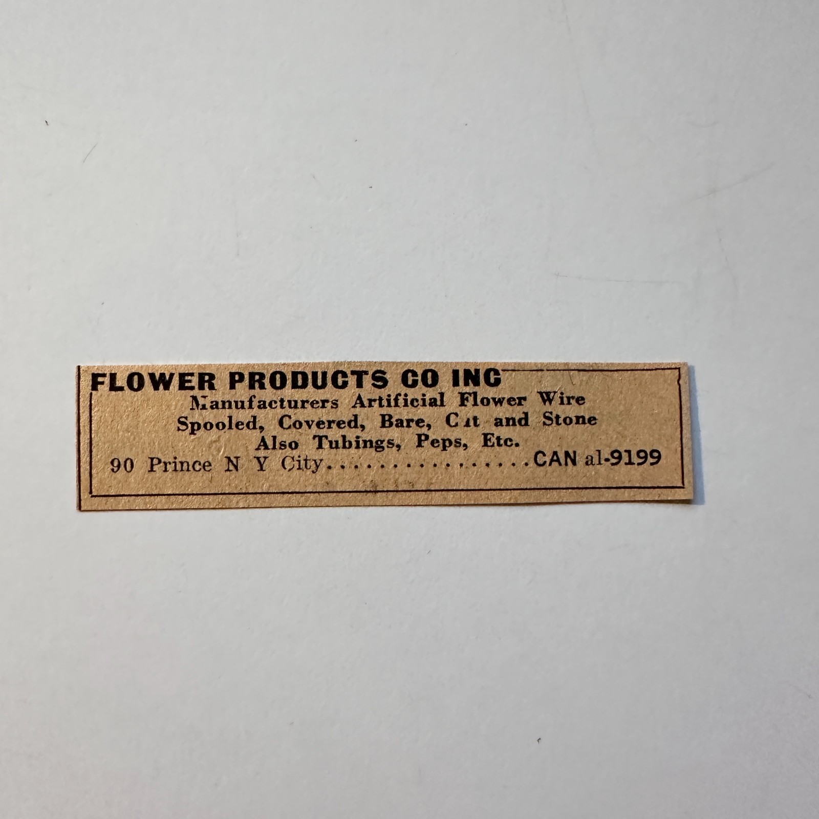 Flower Products Co Inc Manufacturers Artificial Flower Wire NYC 1929 Ad 4AK7-S47