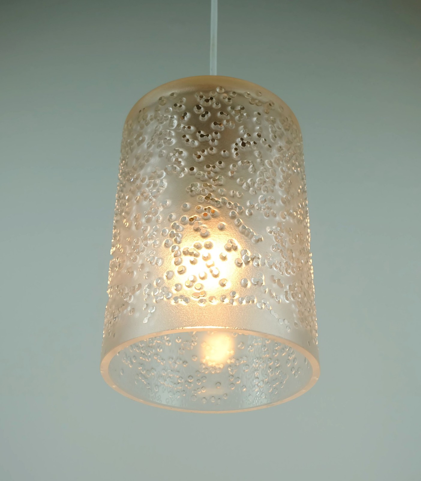 vintage peill & putzler PENDANT LAMP textured glass etched glass 60s 70s